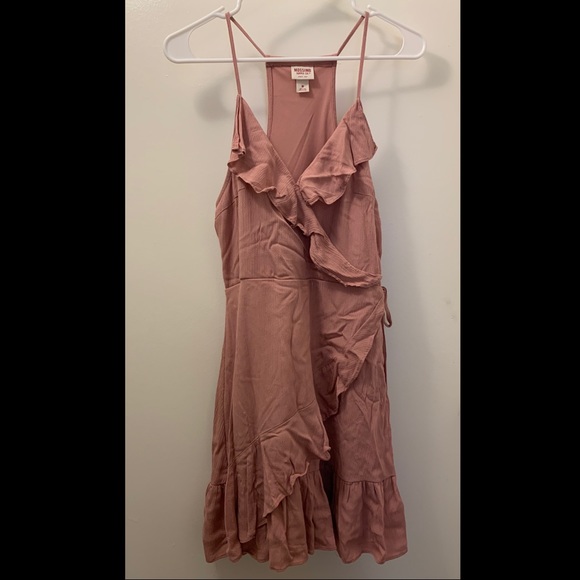 Mossimo Dusty Rose Faux Wrap Ruffle Dress - Picture 2 of 2